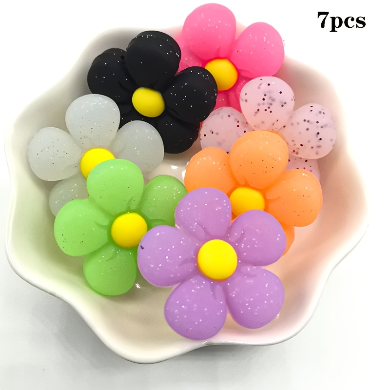 E-shop 7/10 Stück Bunte Glitzer-Blumen-Lochperlen, Ideal für DIY-Schmuckherstellung, Tägliche Dekoration, Feiertagsgeschenke Damengeschenke