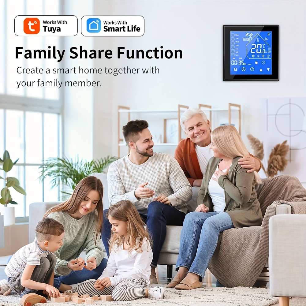 Tuya Smart WiFi Thermostat LCD Touch Screen Electric Heating Thermostat Digital Temperature Controller Supports Google Home Alexa Voice Control