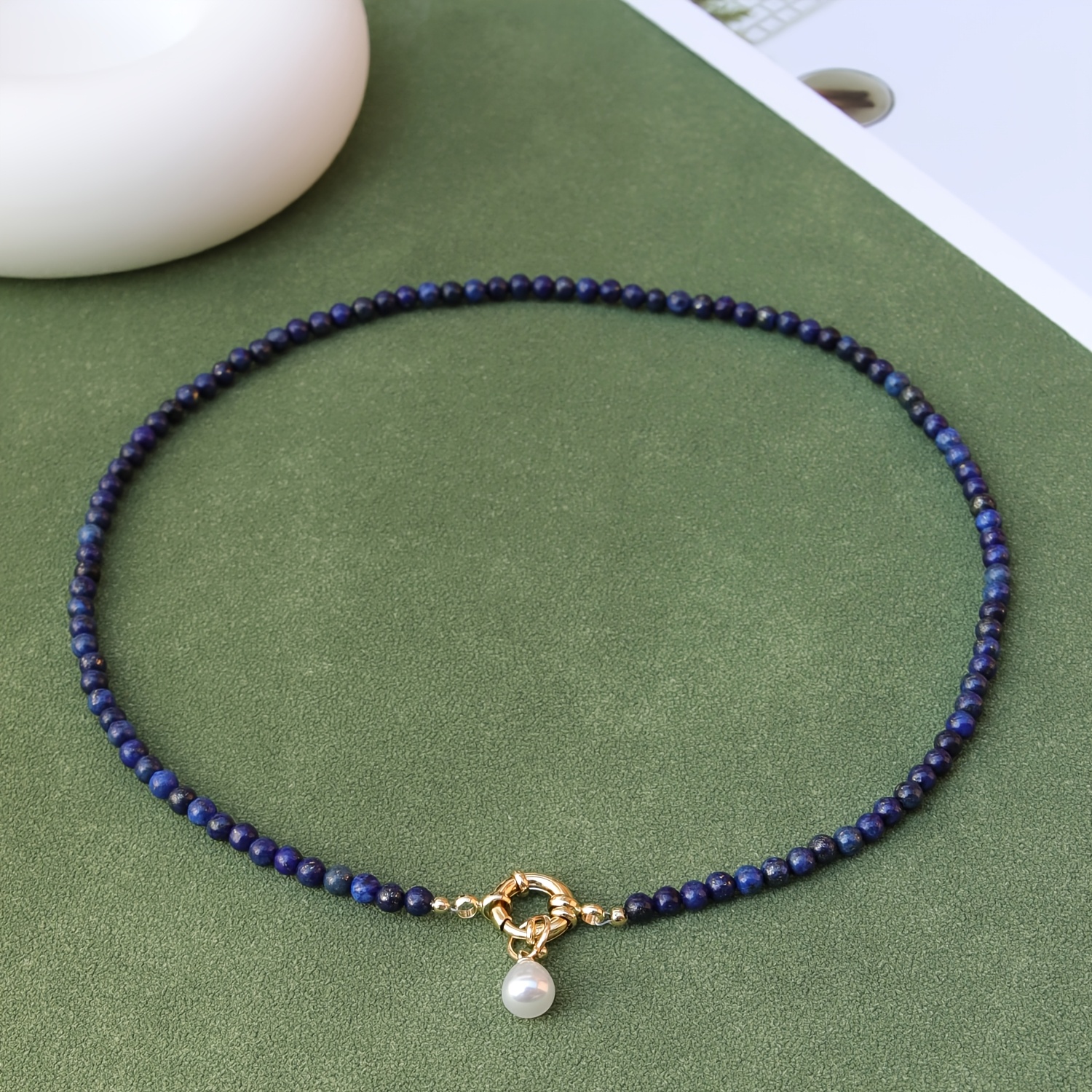 Image of 1pc Beaded Necklace With Cultured Pendant, Elegant Minimalist & Versatile Bohemian Choker, Suitable For Daily Wear, Office & Casual Occasions