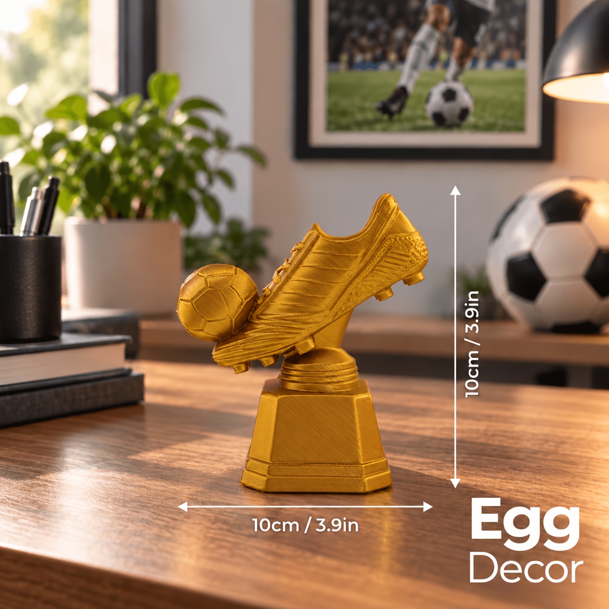 TEMU Figurine Trophée du Soulier du Football avec Statue de Chaussure à crampons et Ballon - Nylon, Statue de Récompense pour Joueurs, Entraîneurs,