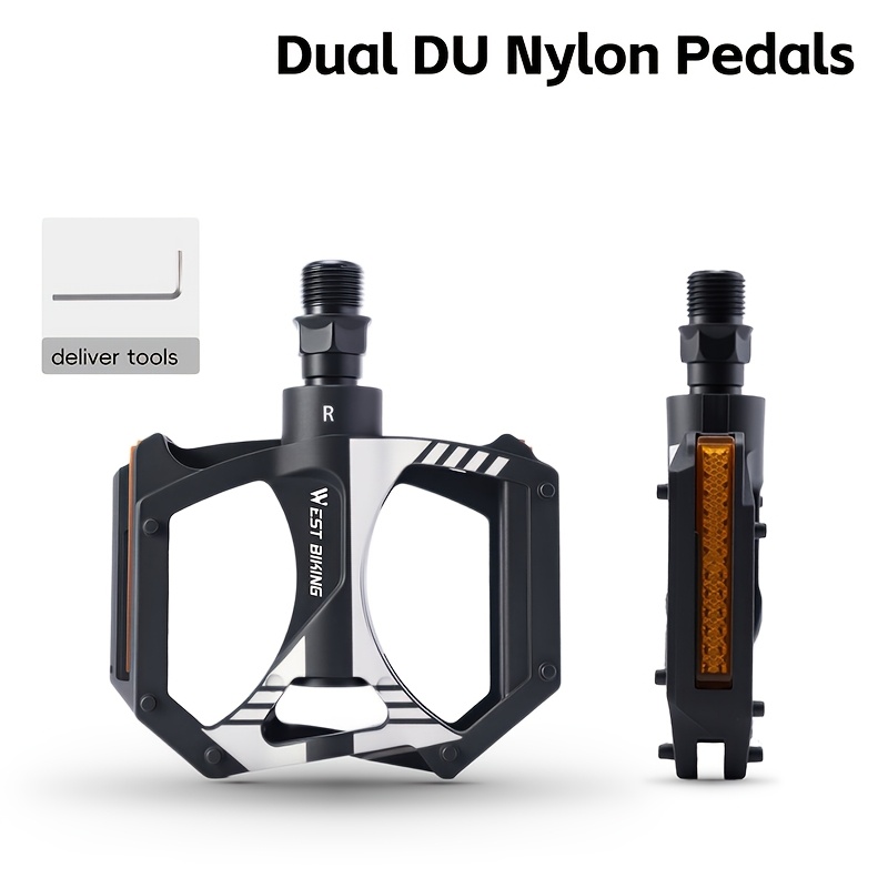 Image of West Biking Bicycle Pedals Nylon Pedals Dual Du Peilin Bearing Pedals Double-sided Anti-slip Pins Cycling Equipment