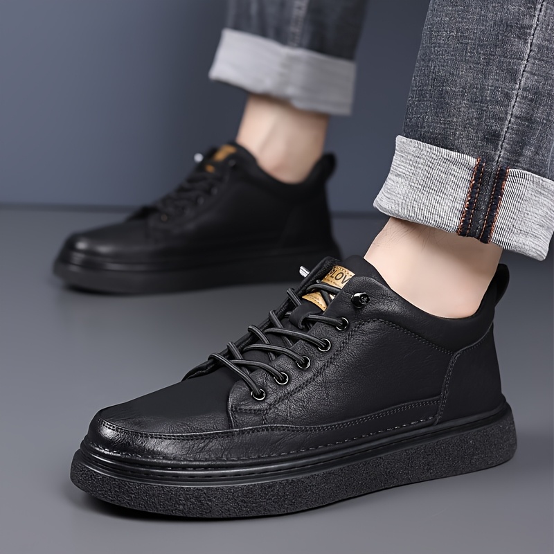 Men's Mid-Top Casual Sneakers - Lace-Up Design with Textured Finish & Chunky Platform Sole Comfortable Durable Footwear for Daily Casual, Streetwear & Weekend Wear