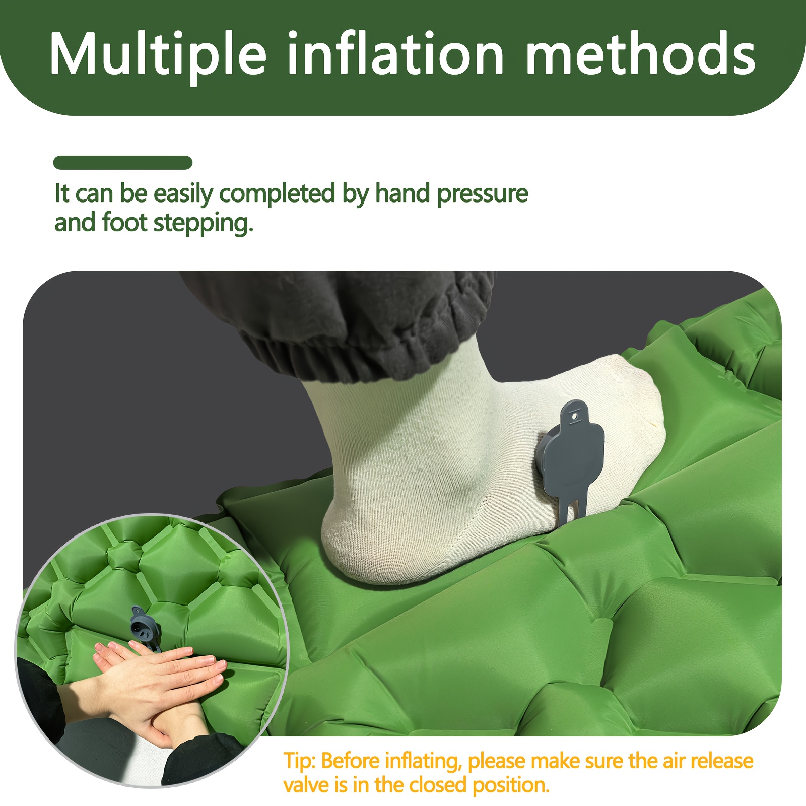 Single-Person Outdoor Inflatable Sleeping Pad with 1-Minute Quick Inflation, Essential for Camping, Hiking, and Picnics. Lightweight, Portable, and Foldable Moisture-Proof Mat, a Must-Have Outdoor Gear for Summer Outings. Includes a Matching Color