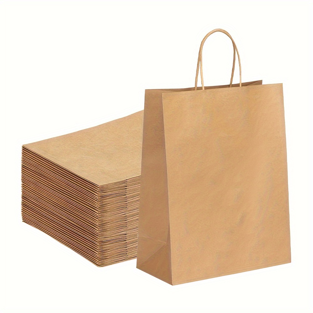 

50pcs Paper Gift Bags Brown Kraft Paper Bags With Handles Bulk, Shopping Bags, Retail Bags For Small Business, Birthday Wedding Party Favor Bags, Merchandise Bags, 10x5x13 In