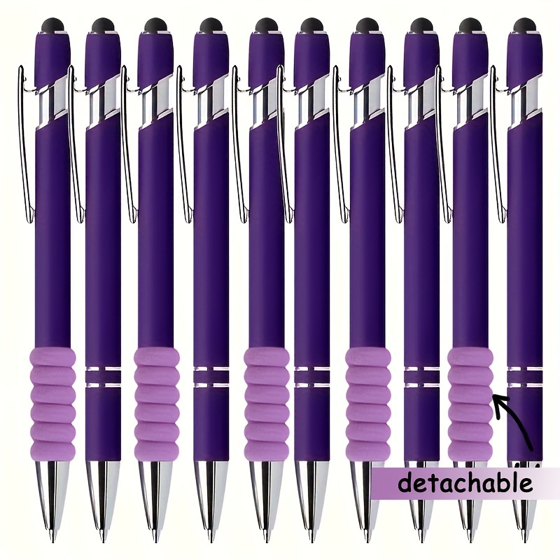 

10-pack Metal Retractable Ballpoint Pens With Touchscreen Stylus Tips - Medium Point, Smooth , Anti-slip Grip, Compatible With Devices - Ideal For Use, 14+