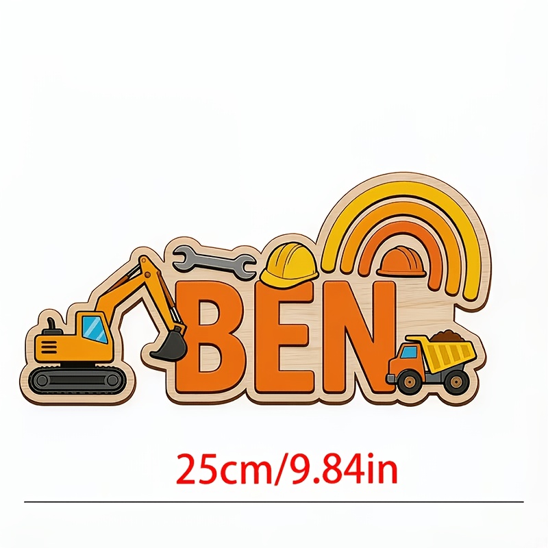 TEMU 2d Flat, [2d Flat] Custom Wooden Nameplate, Suitable For Engineering Vehicles, Wall Decor | Laser-cut Uv Printed Wood Sign | European