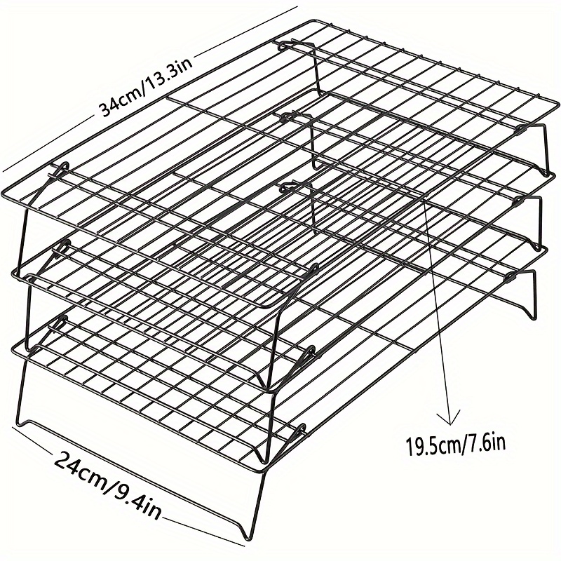 TEMU 1set - 3 Layer Bag Cooling Rack - Foldable, Stackable, Carbon Steel Bakery Cooling Racks, Essential Baking Tools & Kitchen Gadgets, For Food Supply Equipment, Ideal For Home & Professional Use