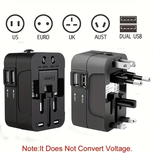 travel adapter with 2 usb charging ports dual usb charger wall charger ac power plug adapter with dual usb charging parts usa eu uk aus converter adapter usb charger