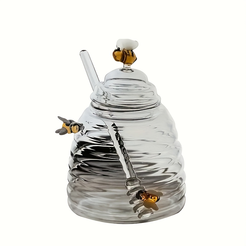 1 glass honey jar spoon lid transparent borosilicate honey