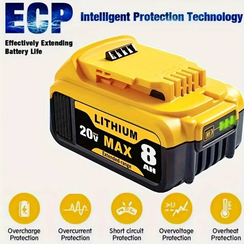 4packs 8 0ah replacement for dewalt 20 battery compatible with dewalt 20 volt battery lithium compatible with dewalt battery 20v dcb201 dcb203 dcb207 dcb204 dcb206 cordless tools yellow