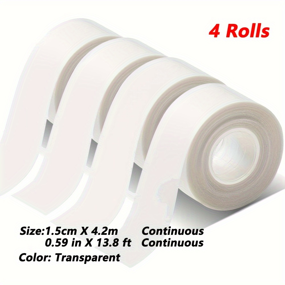 

4pcs Thermal Label Tape Refills, 0.59" X 13.8' - Waterproof & Oil-resistant, For P12 & More Printers - Transparent/white, Ideal For Office, Price Tags &