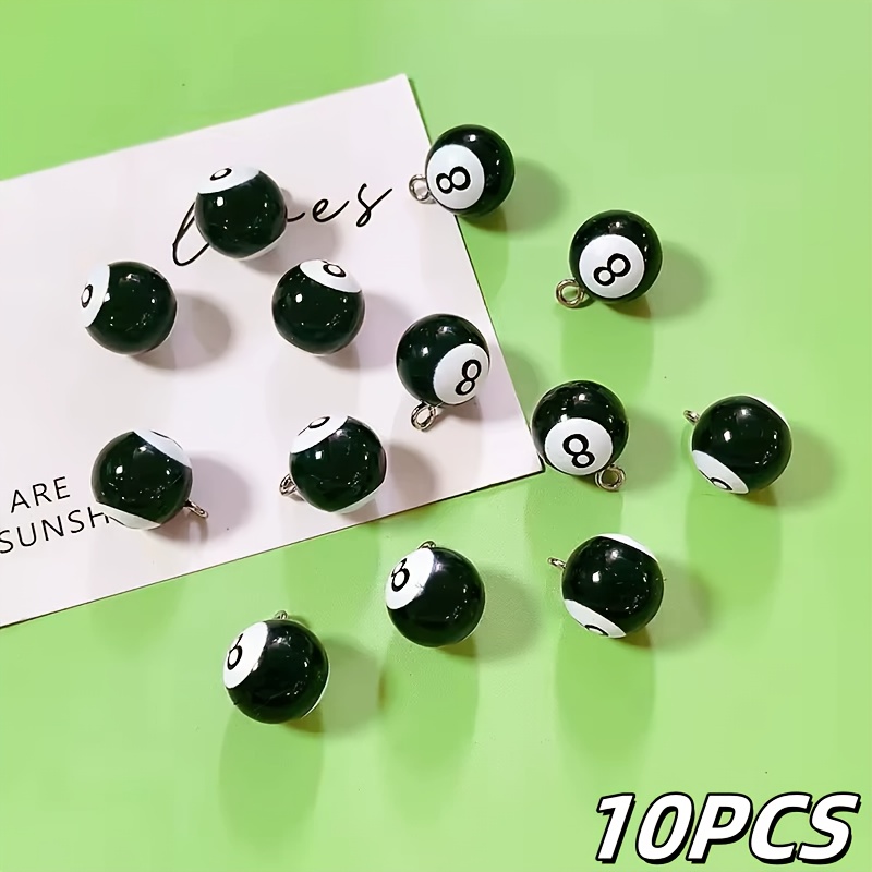 Image of 10pcs Of Mini Billiard Resin Pendants, Cute Round Ball Charms For Jewelry Making Additions