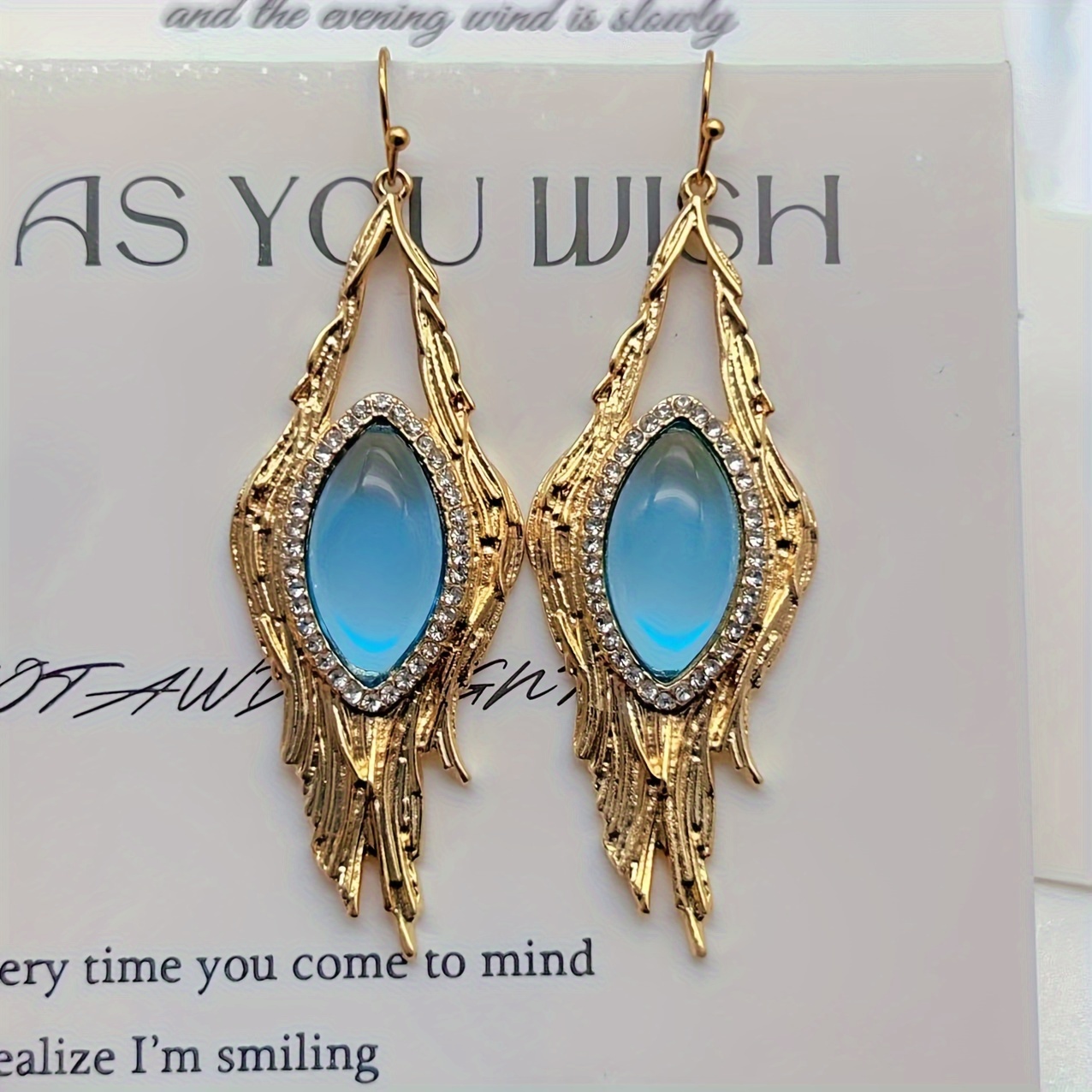 18K Gold Plated Dangle Earrings with Rhinestone Accents