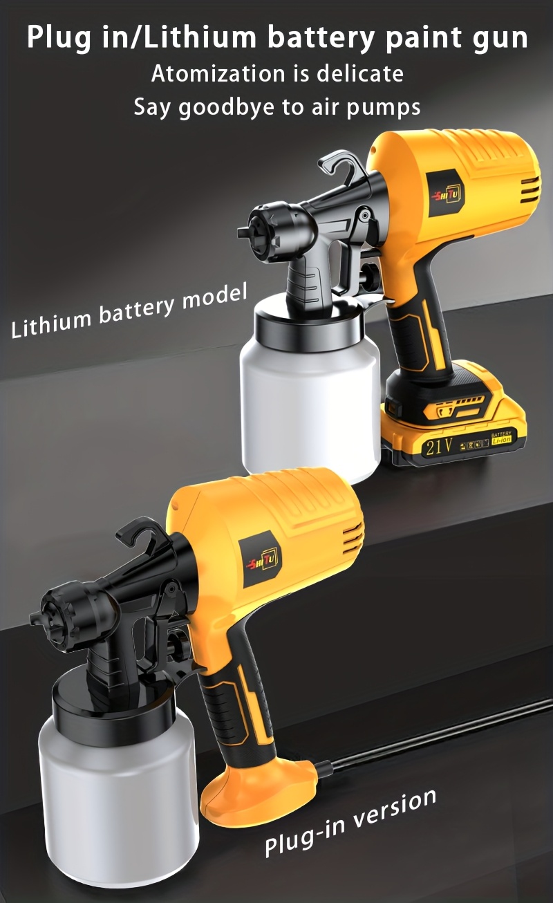2025 Nieuw Model Verfspuitpistool - Accu-aangedreven Hogedrukspuit met Makkelijk Schoonmaaksysteem, voor Binnen- en Buitenmuren & Houten Oppervlakken, DIY Verfproject (Accu-aangedreven, Geen Compressor Nodig) - Kerstcadeau