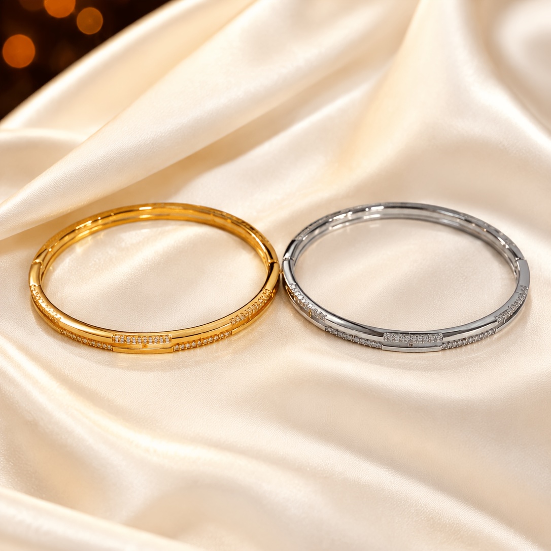 Women's Elegant Light Luxury Double Layer Thin Bangle, Daily Accessory