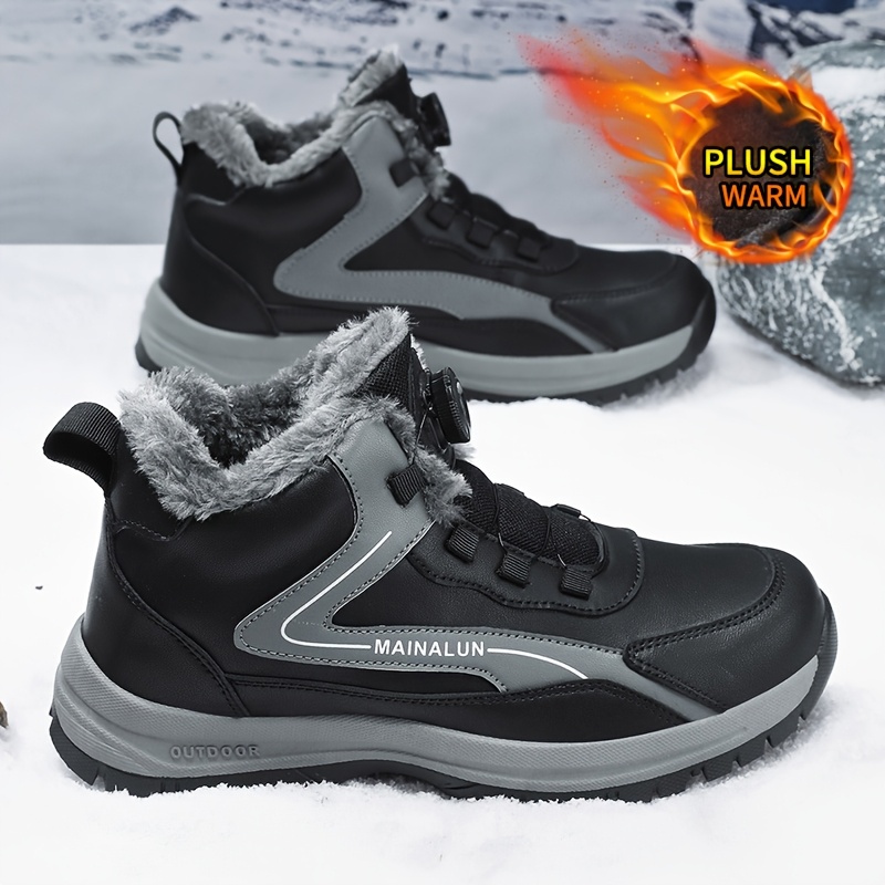 2pcs Men's Winter Warm Casual Snow Sports Shoes