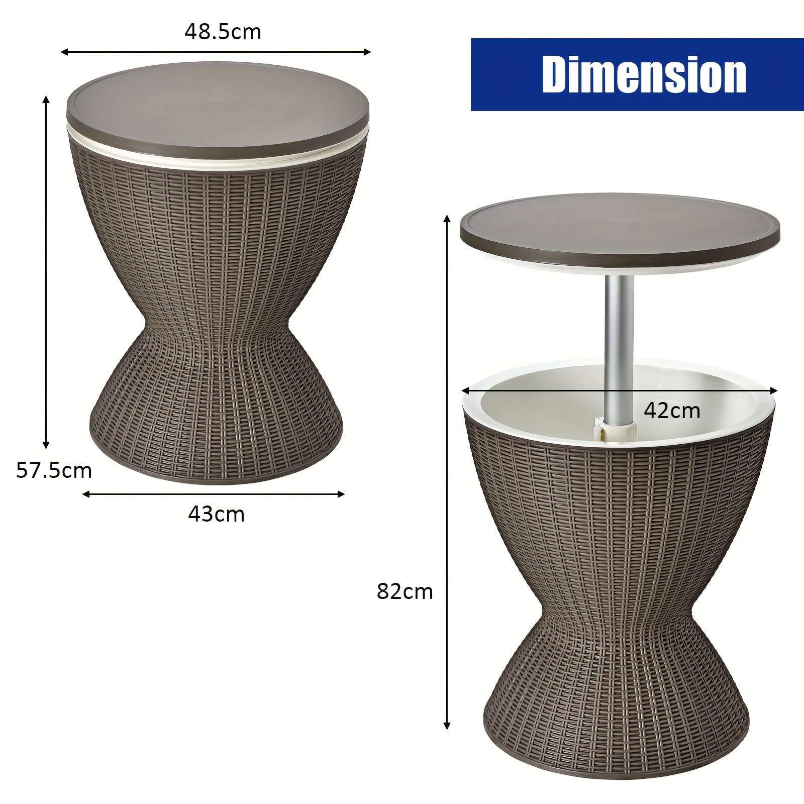 Elegant Bucket With Rattan Design, Pp Plastic With Drain Plug, Adjustable Cooler For Outdoor Parties Backyard Poolside