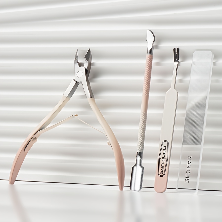 Image of 4pcs/set Manicure Special Clippers, Dead Skin Removal Pliers, Stainless Steel Trimming Pedicure Care Tools ，for Toenail& Foot Clean
