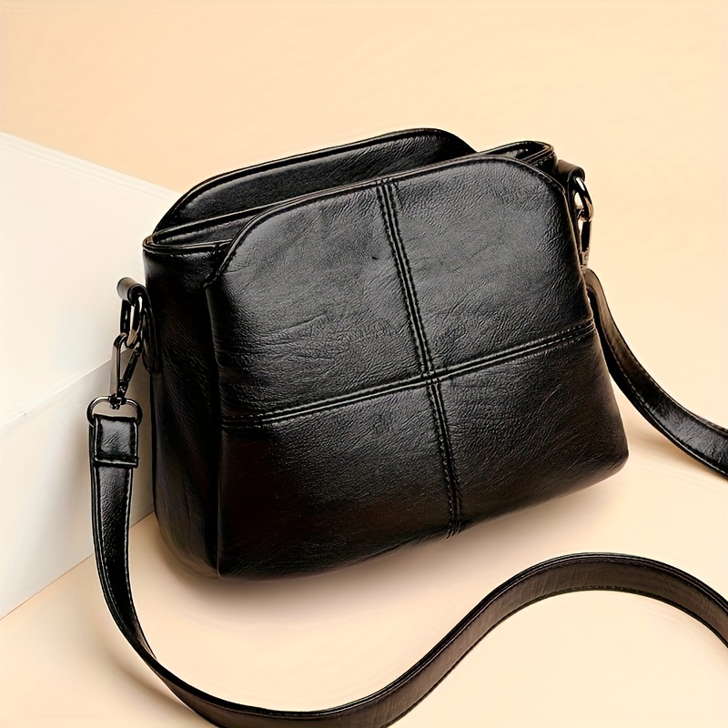 

Fashion Pu Leather Crossbody Bag - Lightweight Solid Color Shoulder Purse With Adjustable Strap, Zipper Closure, Polyester Lining, Baigou Origin - Versatile Classic Mini Handbag