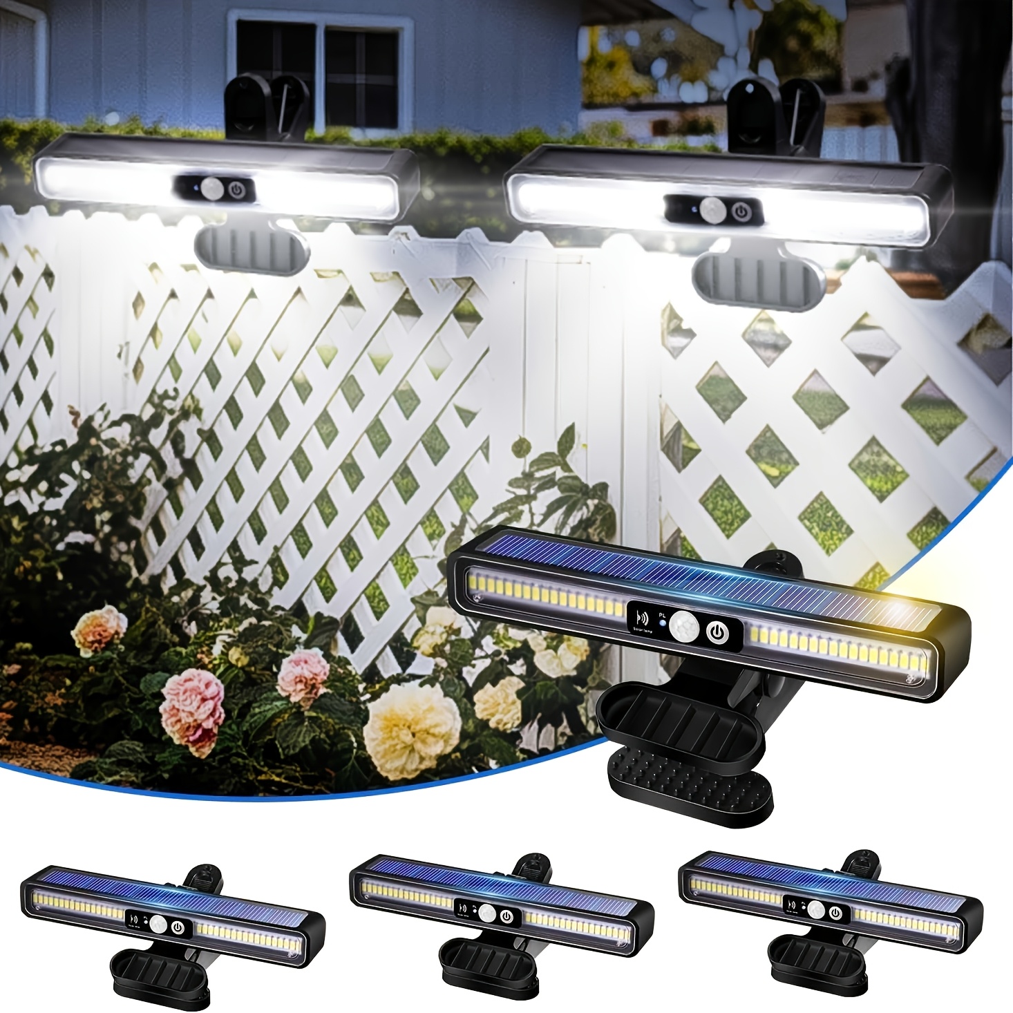 E-shop 4 Stück Aufsteckbare Solar-Sportlichter für den Außenbereich, Solar-Zaunlichter mit 36 externen LEDs, tragbare Solar-Sicherheitslichter,