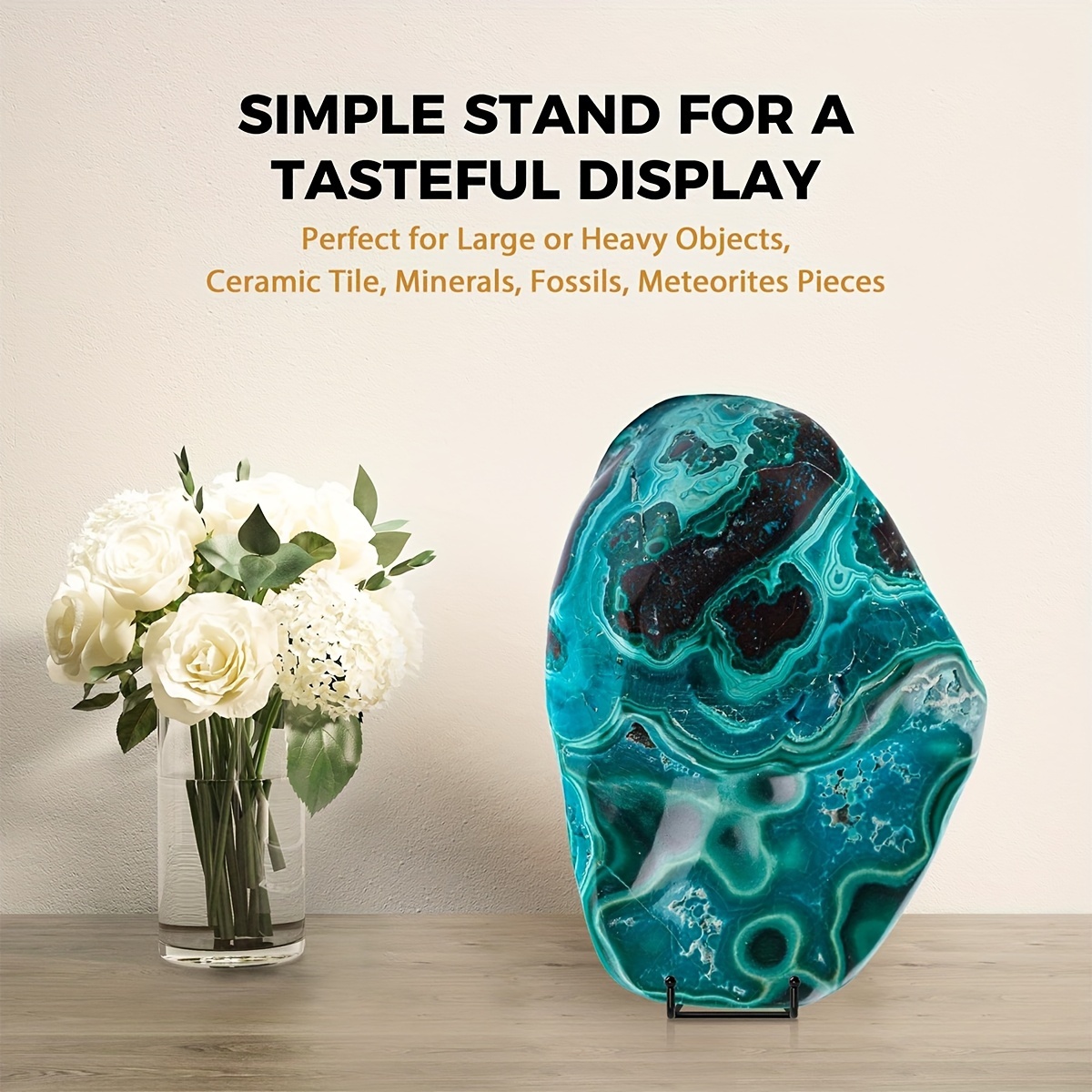 TEMU 1pc Metal Display Stand For Plates And Artwork, Supports Ceramic Tiles, Fossils & Heavy Objects Ideal Round Canvas, Easel For Photo Studio & Home Decor
