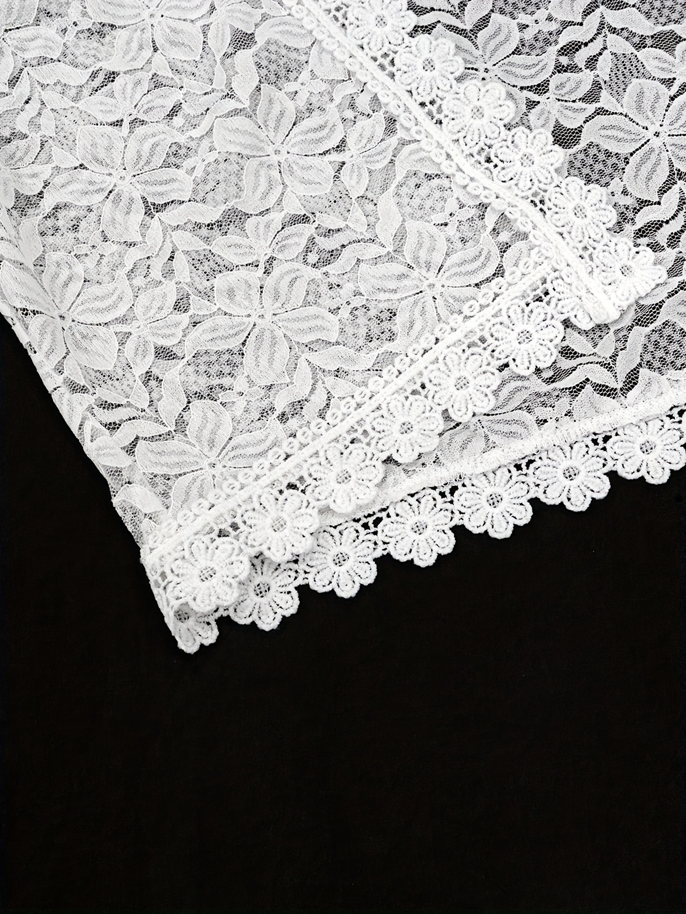 Summer Solid Color Lace Patchwork Casual Open Front Jacket For Holiday Party Clothes