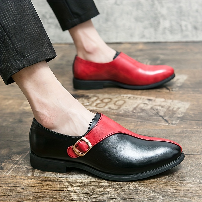 durable build mens red black two tone slip loafers pointed 