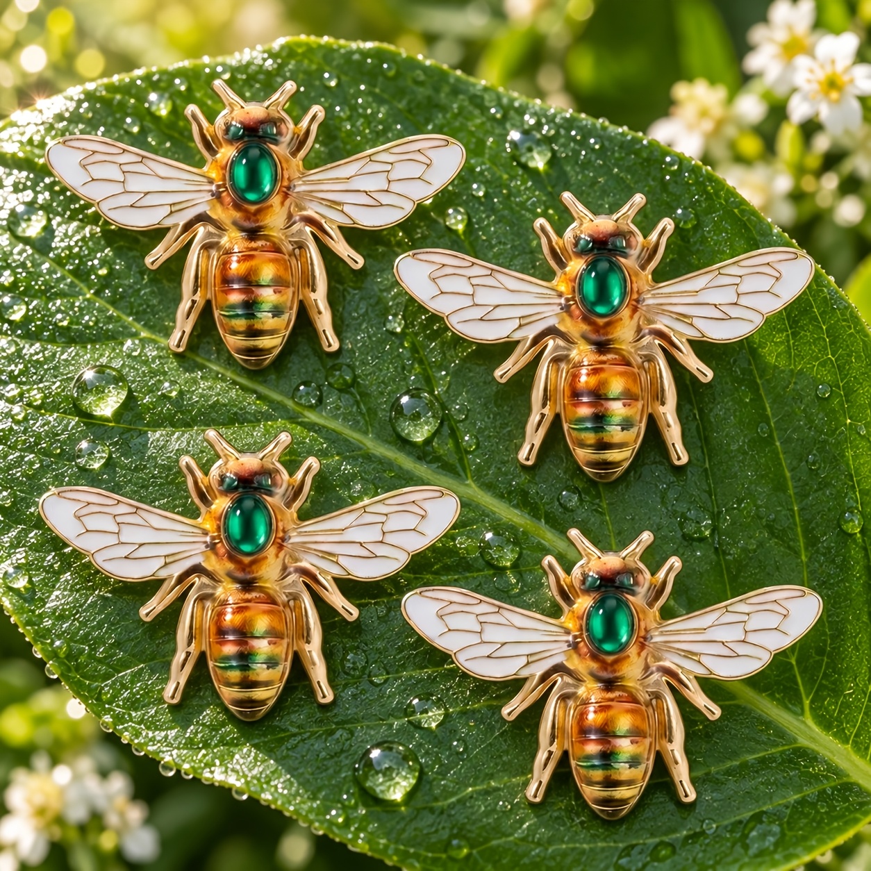 TEMU 4pcs Vintage 2d Enamel Bee Badges, Insect Series Creative Matching Badges, Exquisite Badge, For Suits, Coats, Scarves, And Hats, Party, Wedding,