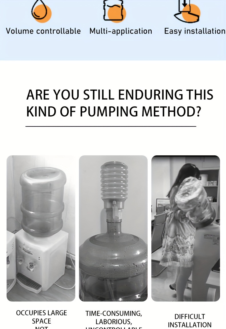 Water Dispenser Pump for 5-Gallon Bottles - Features Digital Display, Type-C USB Charging, Portable Electric Pump, Automatic Folding, And Both Quantitative And Continuous Modes