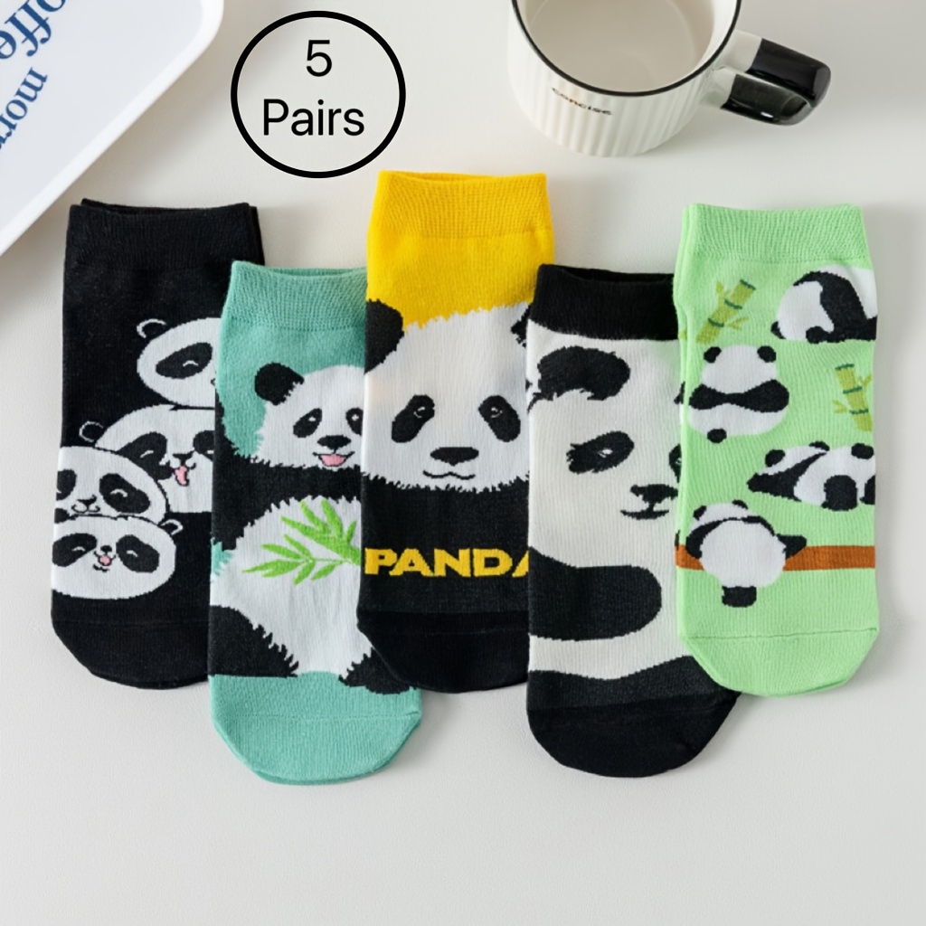 

5 Pairs Of Low-cut Straight-panel Animal Cute Cartoon College Personality Women's Short Socks