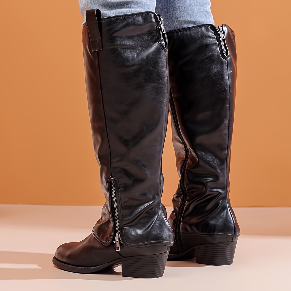 womens plus size extra wide calf knee high boots low heel Temu