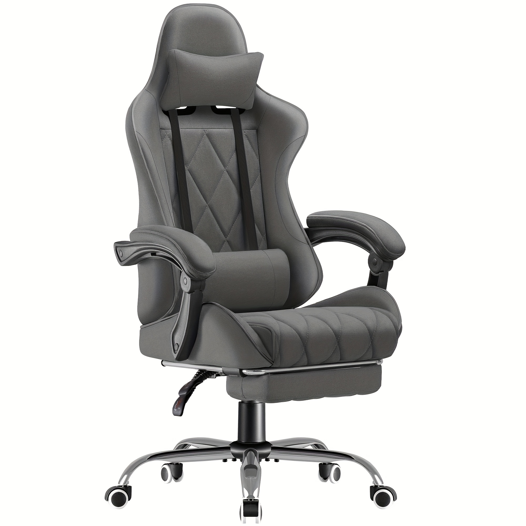 

Fabric Computer Chair Gaming Chair Massage Cloth Office Chair With Headrest, Lumbar Support & Footrest