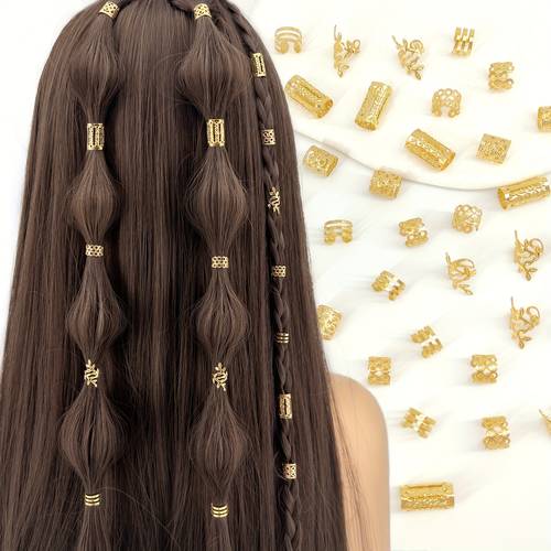 50pcs set hair rings elegant hollow out hair jewelry with different patterns for women hair additions loc hair jewelry for braids