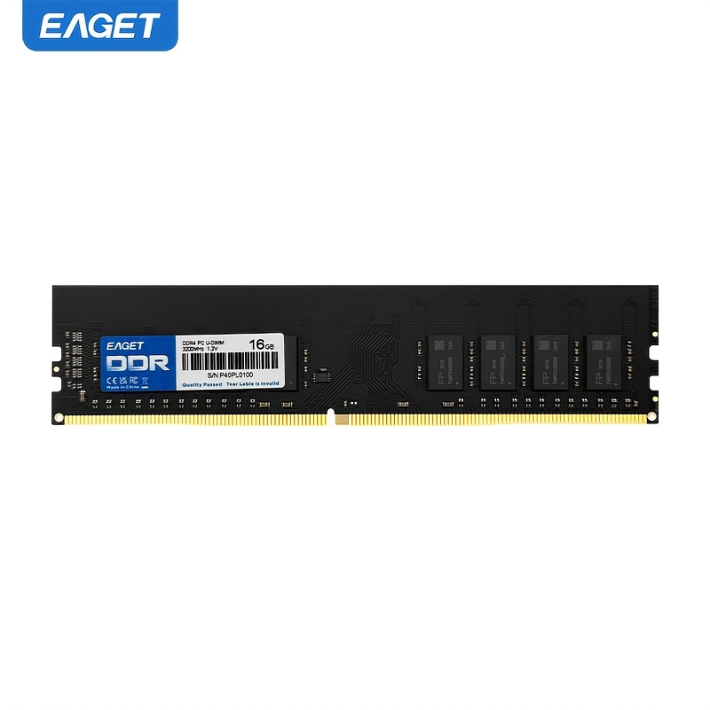 TEMU EAGET 8GB/16GB DDR4 데스크톱 RAM - 3200MHz 고성능 메모리, PC 사용, 블루 & 블랙 디자인, 금색 접촉점, 2x4GB 키트, 게임용 RAM | 미적 RAM | 보안 소켓, RAM 모듈
