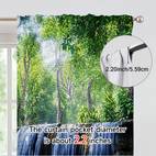 2pcs waterfall landscape print curtains rod for easy hanging vibrant forest cascading water scene living room bedroom office durable polyester fabric rod not included