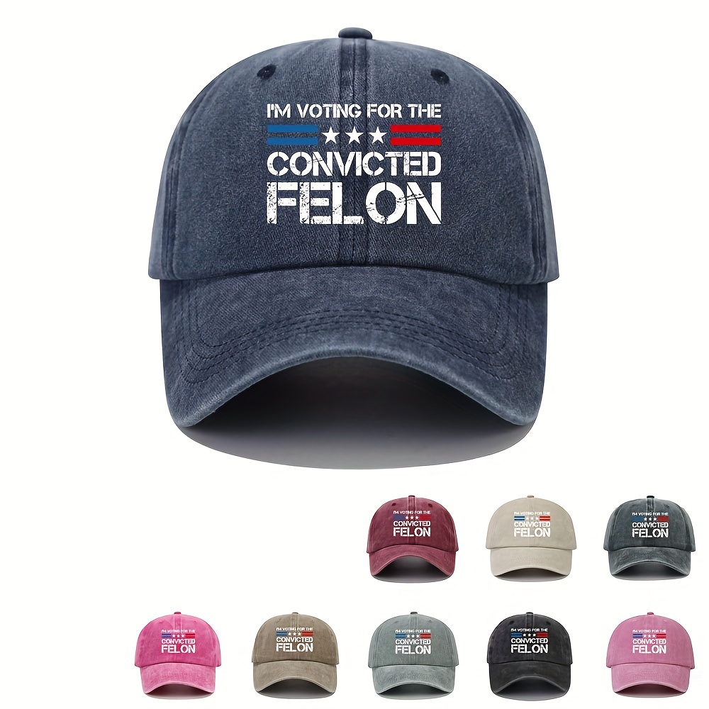 

i'm Voting For The Convicted " Slogan Baseball Cap, Washed Cotton, Distressed Look, Adjustable Fit, Lightweight Sunshade Dad Hat For Outdoor Activities, Unisex