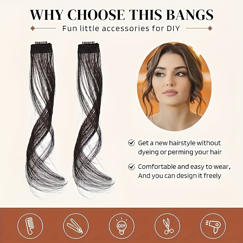 2pcs side   bangs clip in wig set with long sideburns 12 inch synthetic hair extensions for women   wave   music festivals christmas parties everyday use festive hairpiece sleek hairpiece   hairpiece details 1