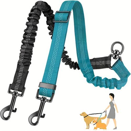 pet color block double ended leash outing special double ended leash