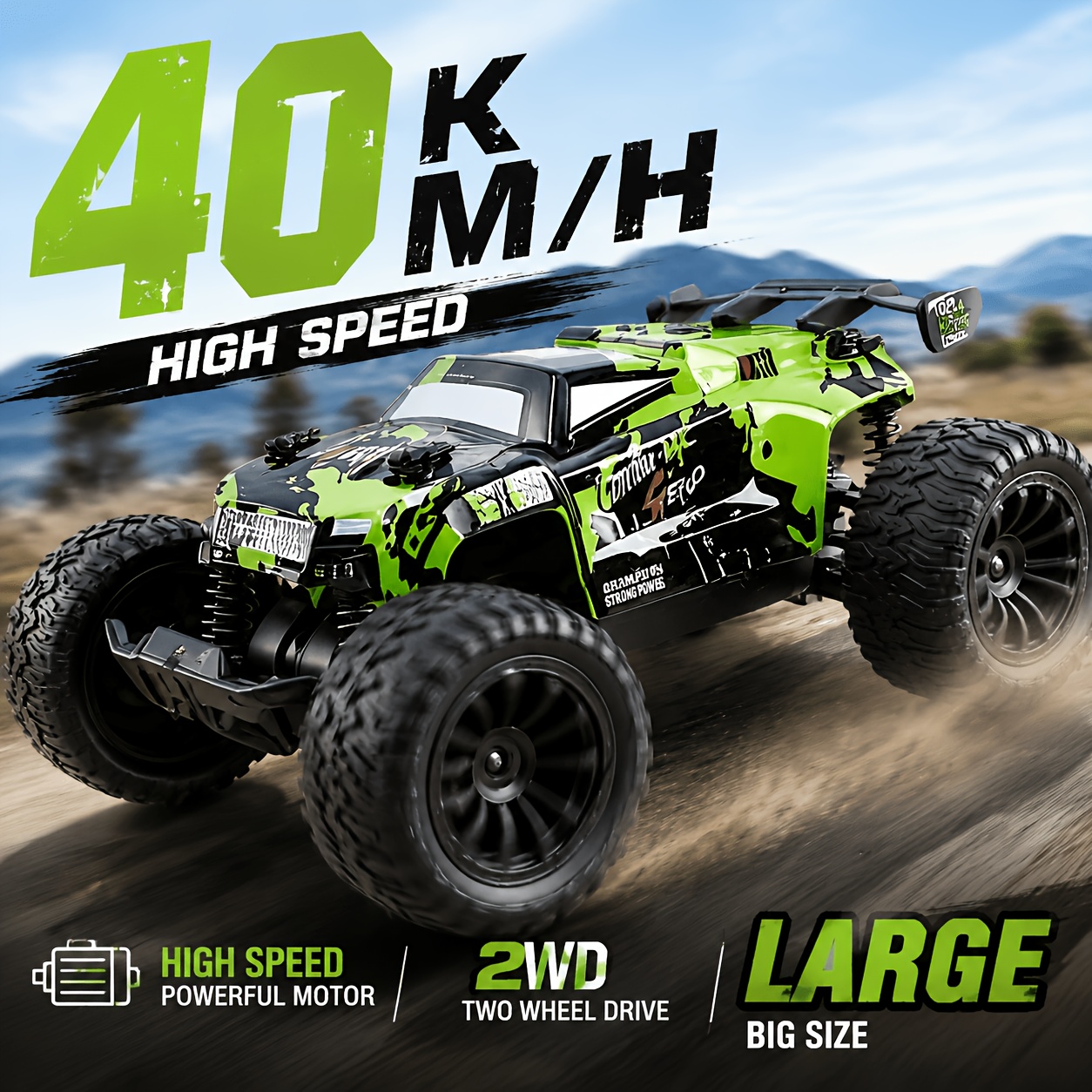 TEMU 40+ Km/h Rc Buggy, 2wd All Terrain Off Road Remote Control Car, 2.4ghz Car Toy With Durable Chassis For Kids Age 3 And Up