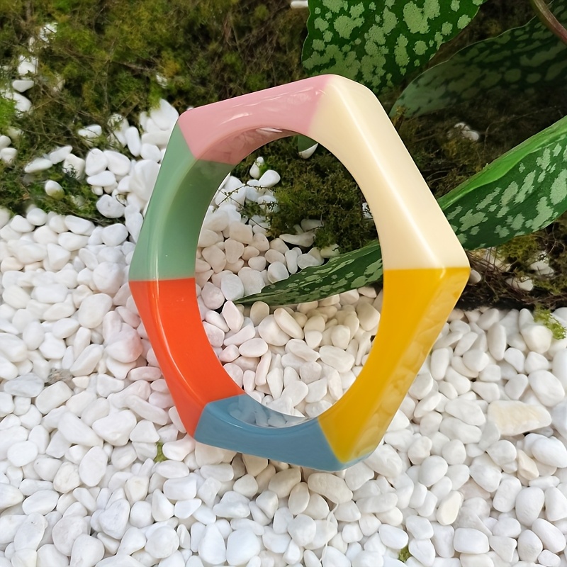 Women's Two-Tone Multi-Color Spliced Bangle Bracelet