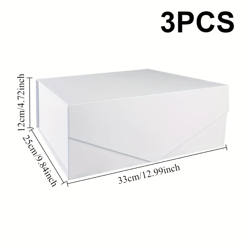 TEMU 3pcs Luxury Magnetic Sealing Gift Box Set White Gift Packaging Large Hard Box Gift Box