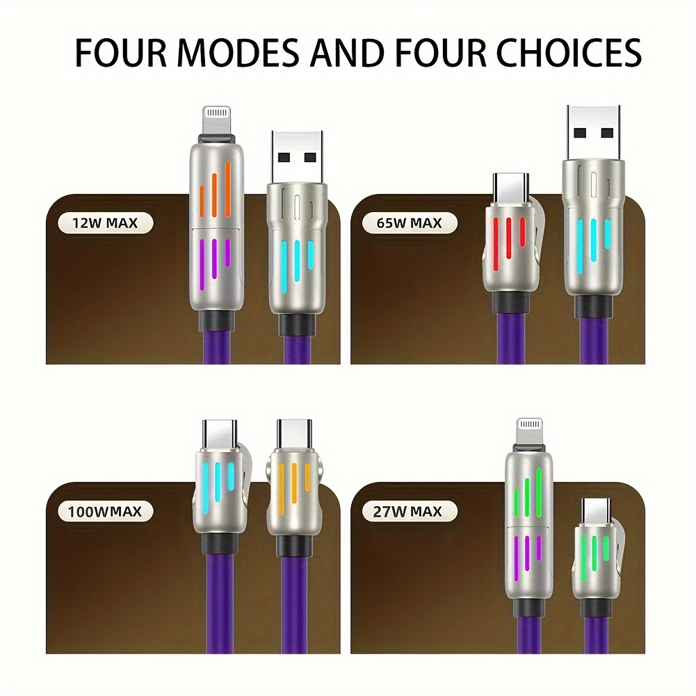 100w 4in 1 functional super fast charge usb type c liquid silicone aluminum alloy data cable for iphone for samsung xiaomi redmi oneplus and xiaomi oneplus usb c charging data sync cord wire details 2