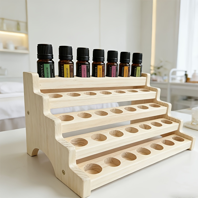 E-shop Flaschenhalter für ätherische Öle für Schönheitssalon, Nagellack-Organizer für den Schreibtisch, mehrstufiges Aufbewahrungsregal aus Massivholz,