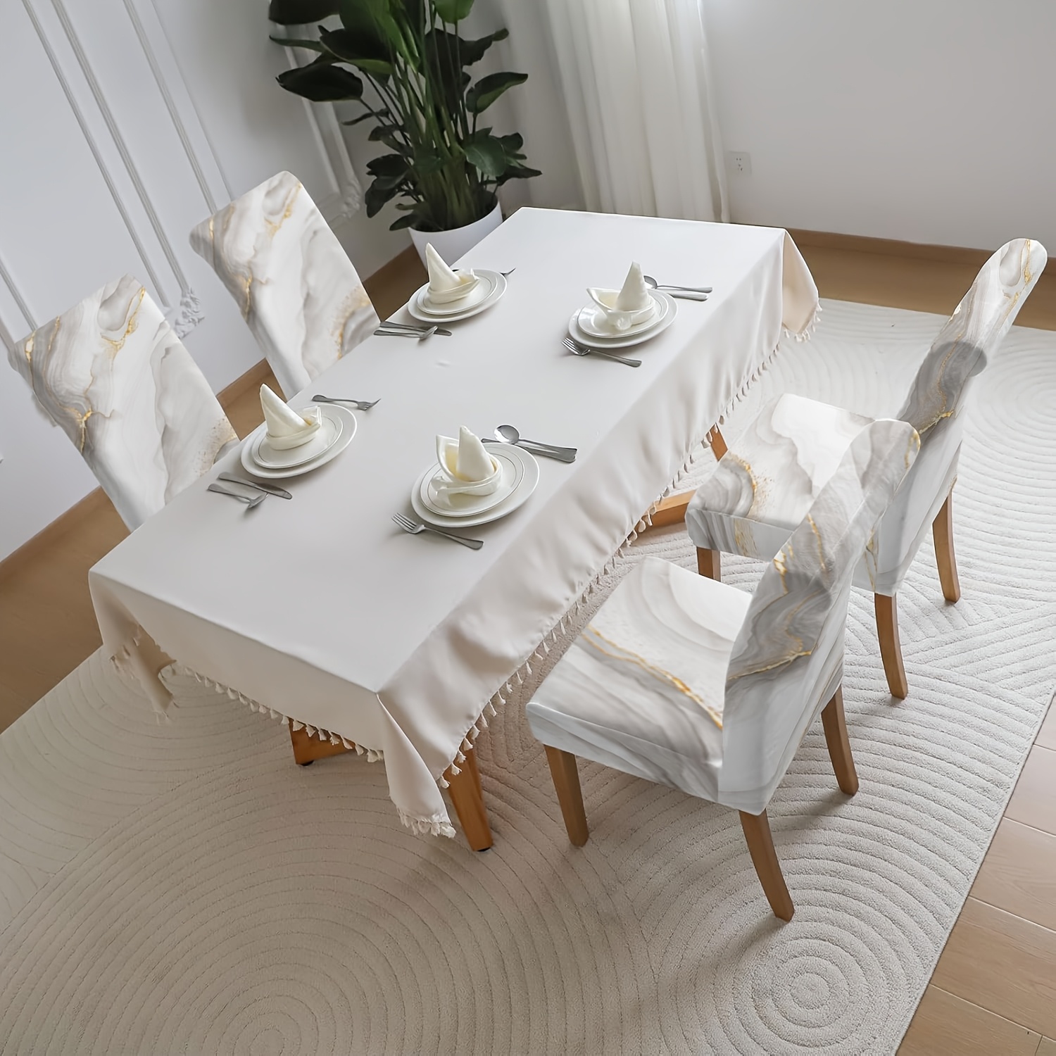 6pcs modern minimalist style elastic dining chair covers Temu