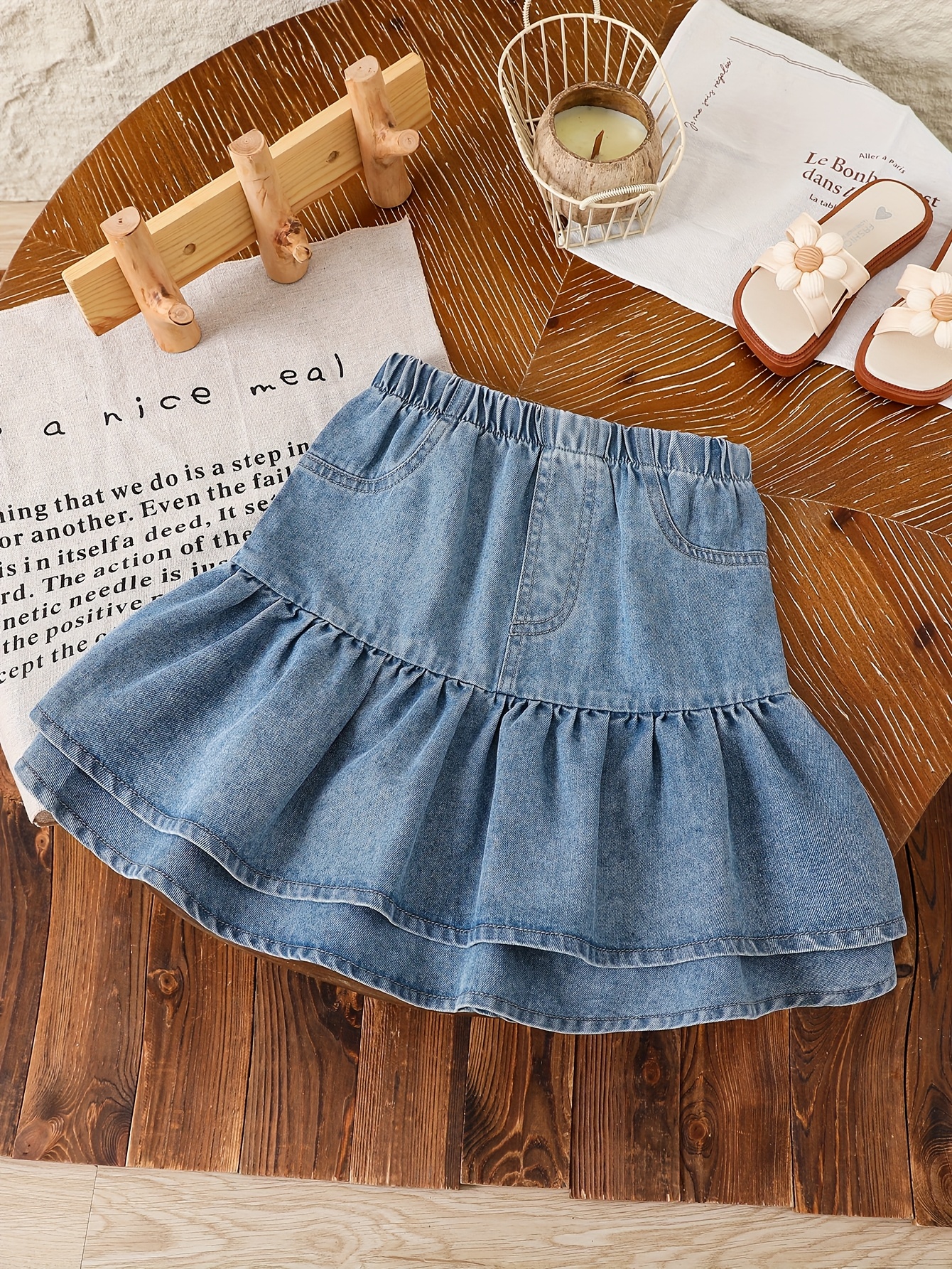denim shorts fringe hem short bell bottom blue jeans skirt Temu