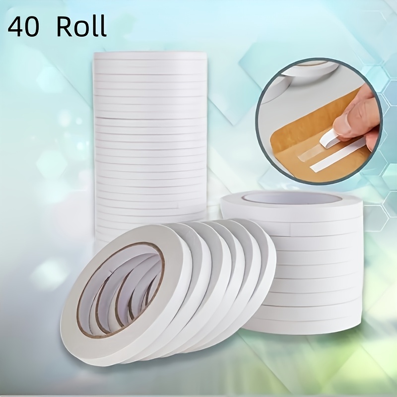 TEMU 40 Rolls 177.17 Inch Double-sided Transparent Tape, Strong Adhesive For Office, School, Diy, Collage, Art, Handicrafts, Cards, And Gifts