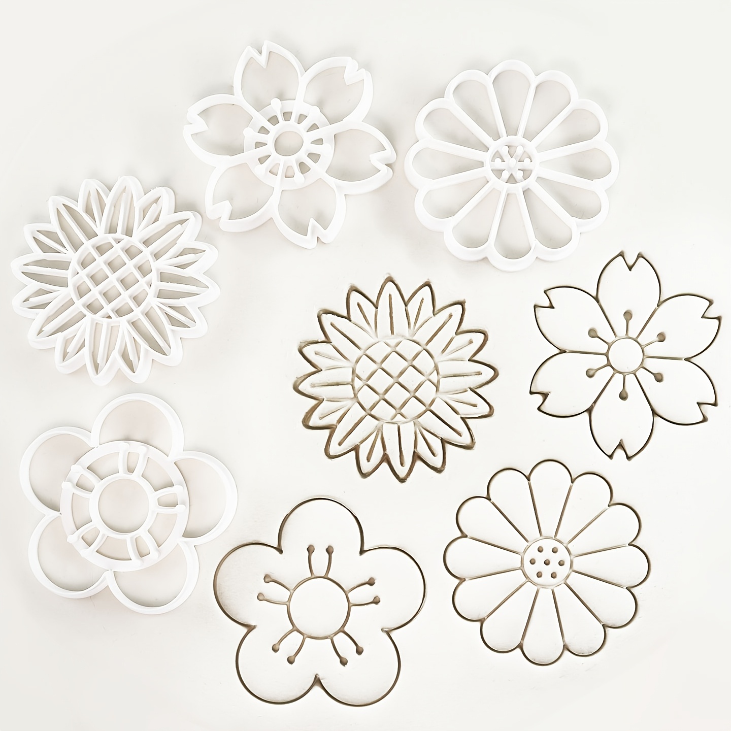 4pcs Cherry Sunflower Daisy Plum Cookie Cutters Shaped Cookie Molds Floral Pastry Cutter Home Kitchen Baking Pastry Tools