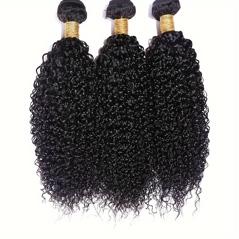 TEMU Human Hair Bundles Thick Curly Weave Bundles Hair Bundles Hair Natural Black Hair Bundles Dyed 3 Bundles Total