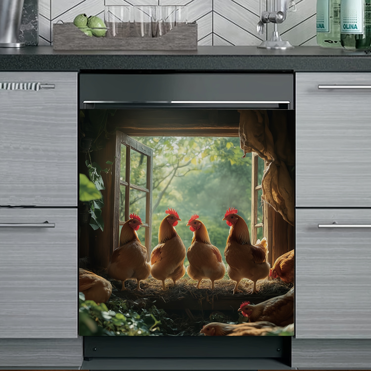 

Forest Hen Kitchen Decoration Magnetic Dishwasher Panel Sticker - 58.5cm X 65cm - Vinyl Material - Rectangular Shape - Vertical Orientation