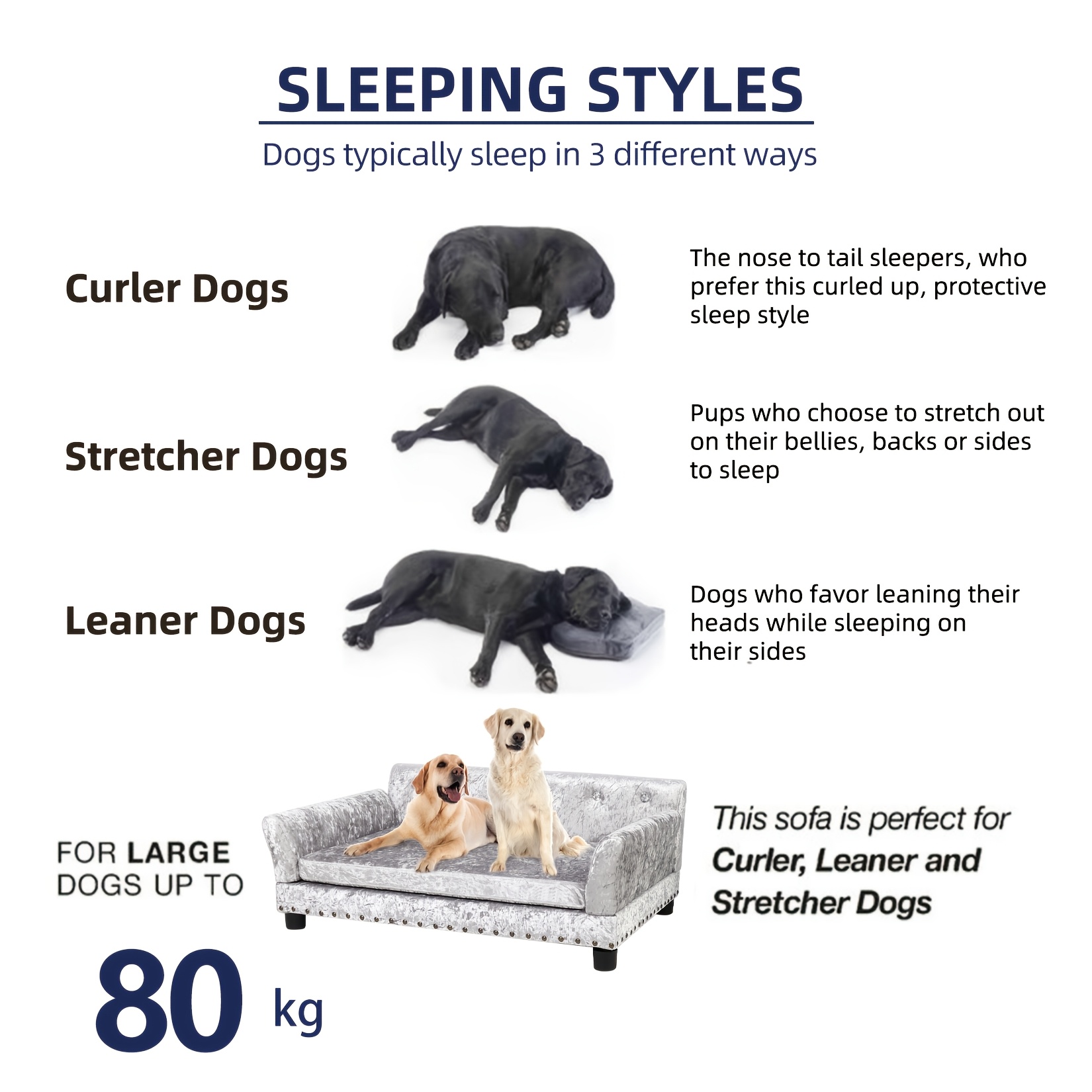 Image of 2 Sizes Dutch Velvet Orthopedic Dog Sofa Bed Removable Washable Cushion Elevated Pet Couch Wide Rectangular Pet Lounge Comfy Dog Couch Pet Furniture For Medium Large Dogs